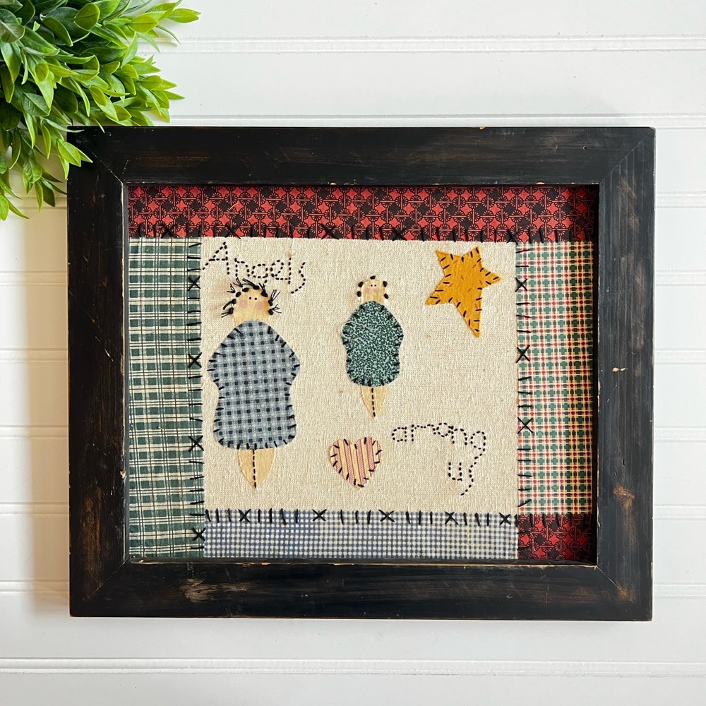 Vintage Primitive Stitched Fabric Wall Decor
